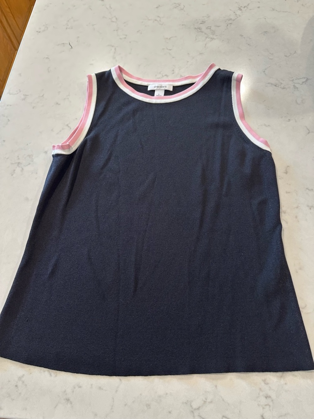 Dress Barn Black Tank Top with Pink and White Trim size L